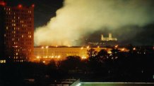 View of the Pentagon the night of Sept. 11, 2001.