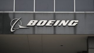 CHICAGO, March 13, 2019 -- Photo taken on March 13, 2019 shows the Boeing logo at its headquarters in downtown Chicago, the United States. U.S. aircraft manufacturer Boeing said Wednesday it has "full confidence" in the safety of its 737 Max aircraft, but it supports action to temporarily ground the entire global fleet of 737 Max "out of an abundance of caution."