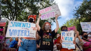 Demonstrators rally against anti-abortion