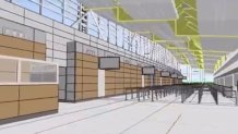 A rendering shows the interior of a new structure at National Airport that will house expanded security checkpoints.