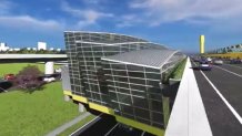 A rendering shows the exterior of a new structure at National Airport that will house expanded security checkpoints.