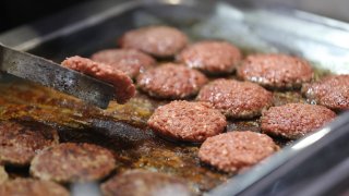 Plant-based burgers developed by Impossible Foods Inc. are seen on day two of the 2nd China International Import Expo (CIIE) at the National Exhibition and Convention Center on November 6, 2019 in Shanghai, China.
