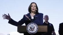 Vice President Kamala Harris talks to the media, June 25, 2021, after her tour of the U.S. Customs and Border Protection Central Processing Center in El Paso, Texas.