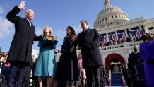 President-elect Joe Biden, left, takes the oath of office during the 59th presidential inauguration on Jan. 20, 2021, Washington, D.C.