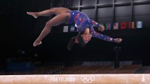 Simone Biles of Team United States competes on balance beam at the Tokyo 2020 Olympic Games at Ariake Gymnastics Centre, July 25, 2021 in Tokyo, Japan.