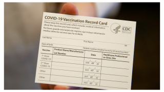 A blank coronavirus vaccination card