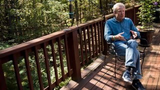 Andy Parker, the father of WDBJ7 TV reporter Alison Parker, who was gunned down along with cameraman Adam Ward in a horrific shooting aired on live television and social media in 2015, speaks during an interview at his home in Collinsville, Virginia, Oct. 20, 2017.