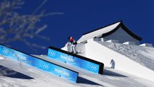 Maggie Voison of Team USA competes during the Women's Ski Freestyle Slopestyle qualification round in Zhangjiakou, China on Feb. 14, 2022. Voison, 23, finished fourth in the qualifying event, advancing to the finals.