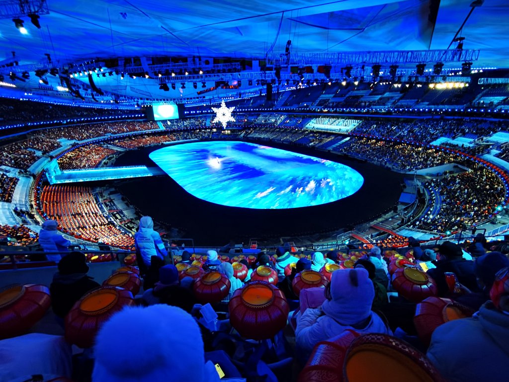 Citizens enter the "Birds Nest" National Stadium to watch the closing ceremony of the 2022 Beijing Winter Olympic Games, Feb. 20, 2022 in Beijing, China.