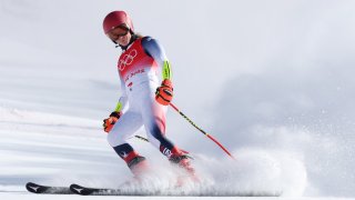 Mikaela Shiffrin of Team United States during her run for Women's Giant Slalom on day three of the 2022 Winter Olympics at National Alpine Ski Centre on Feb. 7, 2022 in Yanqing, China.