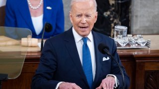 President Joe Biden delivers his first State of the Union address to a joint session of Congress at the Capitol, Tuesday, March 1, 2022, in Washington.