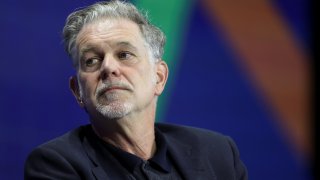 Reed Hastings, Co-CEO, Netflix speaks at the 2021 Milken Institute Global Conference in Beverly Hills, California, U.S. October 18, 2021.