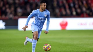 Gabriel Jesus of Manchester City during the Premier League match between Brentford and Manchester City at Brentford Community Stadium on December 29, 2021 in Brentford, England.