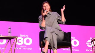 DETROIT, MICHIGAN - OCTOBER 11: Maria Sharapova speaks during the 2021 Forbes 30 Under 30 Summit on October 11, 2021 at the Detroit Opera House in Detroit, Michigan.