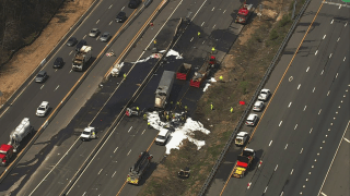 A tractor-trailer burst into flames early Monday morning in Prince William County.