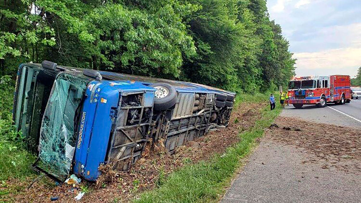 27 Suffer Minor Injuries After Megabus Rolls on I 95 in Maryland