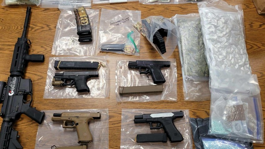 The drugs and guns were located and seized on May 2 at three locations in Woodbridge and Dumfries, Prince William County police said.