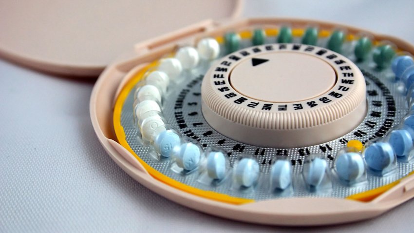 A close up of a packet of birth control pills