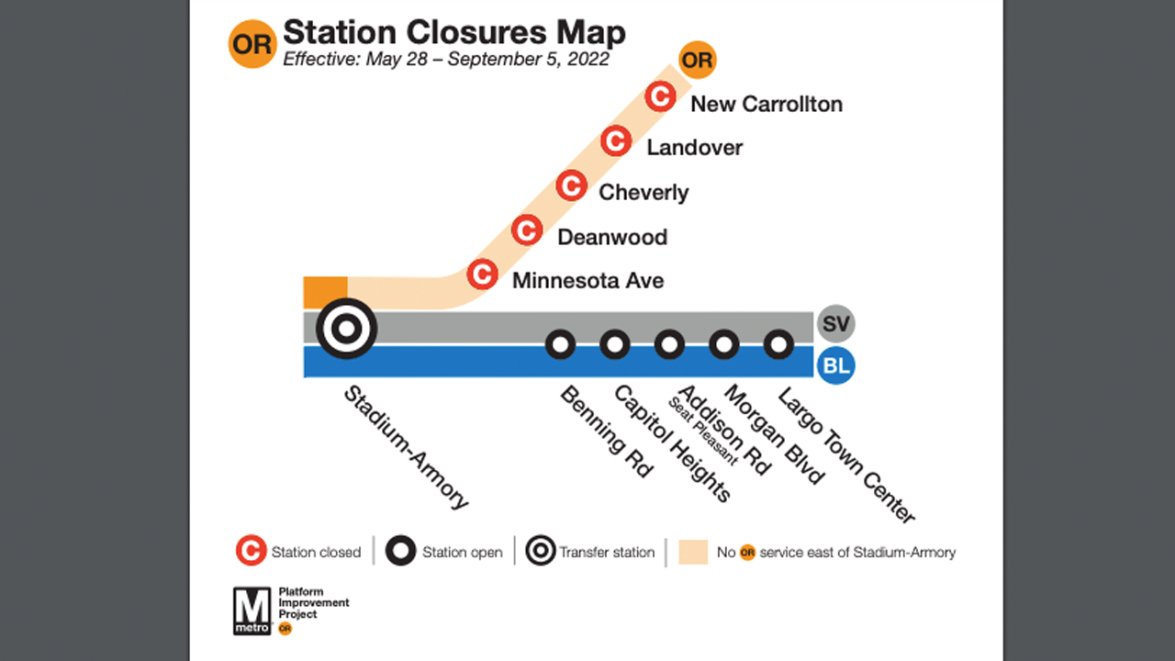 5 Orange Line Metro Stations to Close Summer 2022 in DC, Maryland