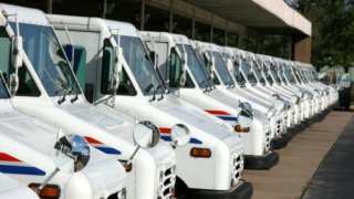 Postal delivery trucks