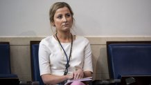 Sarah Matthews, former White House deputy press secretary, listens during a news conference in the James S. Brady Press Briefing Room at the White House in Washington, D.C., U.S. on Wednesday, July 8, 2020.  