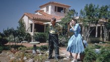 Doctor Seuss And His Wife Outside Their House