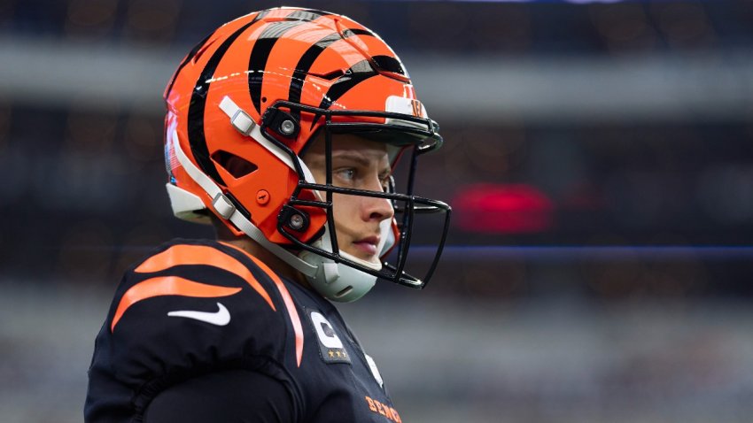 Joe Burrow Arrives in Pink Outfit Ahead of Bengals-Chiefs AFC