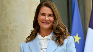 Melinda French Gates arrives at Elysee Palace for the Generation Equality Forum hosted by French President Emmanuel Macron on July 01, 2021 in Paris, France.