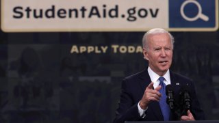 U.S. President Joe Biden speaks on the student debt relief plan in the South Court Auditorium at the Eisenhower Executive Office Building on October 17, 2022 in Washington, DC.