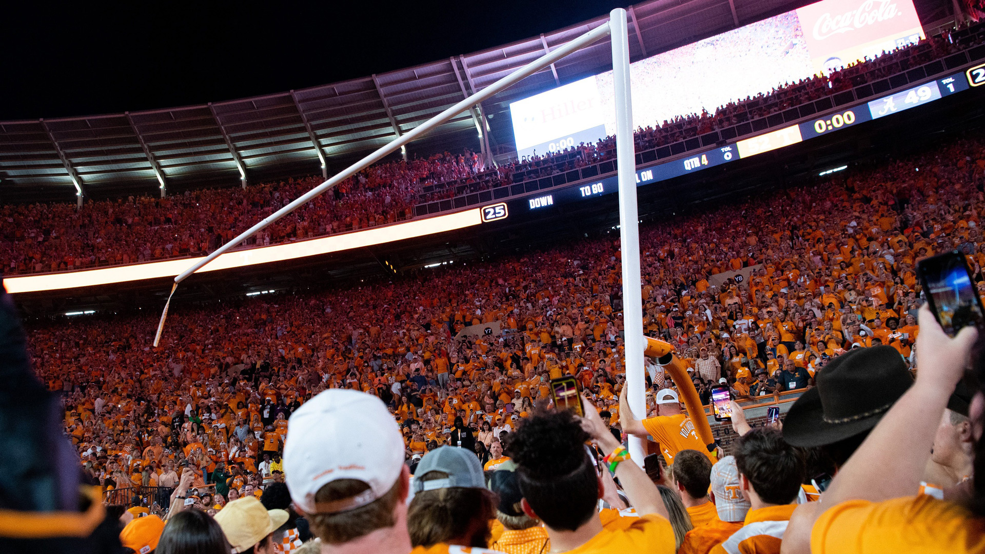 Watch: Tennessee Fans Take Goalpost, Throw It Into River After Win Vs. Alabama