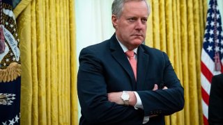 White House Chief of Staff Mark Meadows in the Oval Office of the White House April 30, 2020 in Washington, DC.