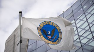 A flag outside the U.S. Securities and Exchange Commission headquarters in Washington, D.C., U.S., on Wednesday, Feb. 23, 2022.