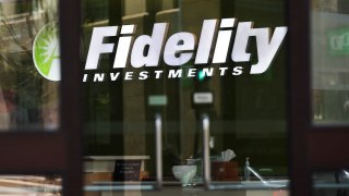 A sign marks a Fidelity Investments office in Boston, Massachusetts, April 28, 2022.