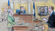 A courtroom sketch of the UVA shooting suspect during his first court appearance.