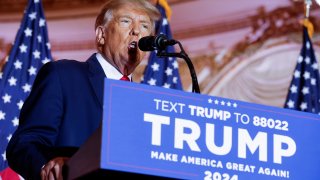 Former U.S. President Donald Trump announces that he will once again run for U.S. president in the 2024 U.S. presidential election during an event at his Mar-a-Lago estate in Palm Beach, Florida, November 15, 2022.