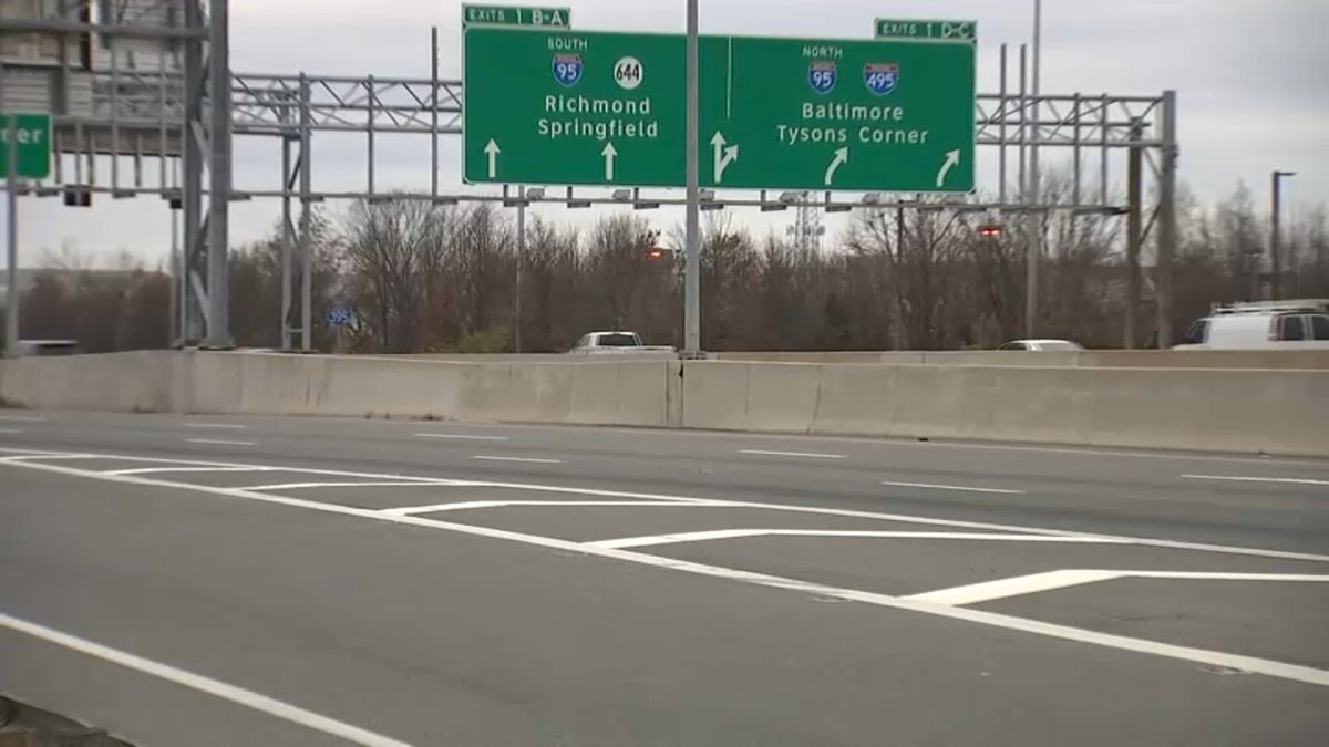 I-95 southbound lanes closed in Northern Virginia after Potomac