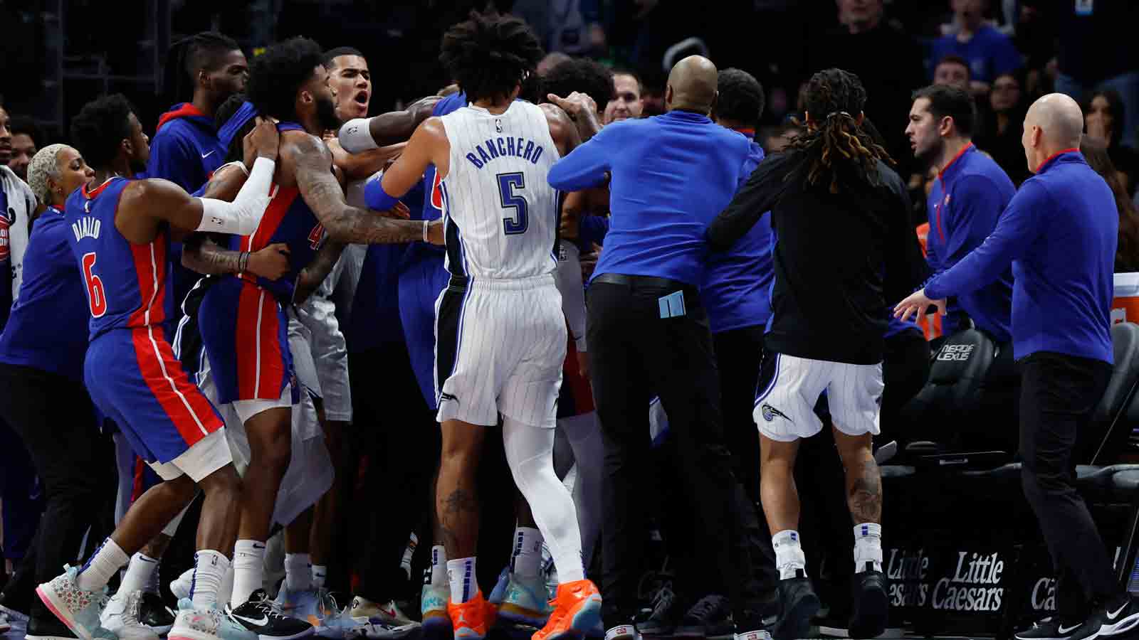 Pistons' Killian Hayes Ejected After Punching Magic's Moe Wagner