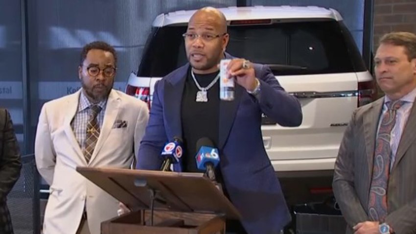 Flo Rida speaks with reporters after a Broward jury awarded him $82 million in his lawsuit against Celsius.