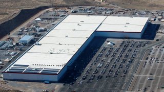 An aerial view of the Tesla Gigafactory near Sparks, Nevada