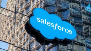 Signage on a Saleforce office building in San Francisco, California, U.S., on Tuesday, Feb. 23, 2021.