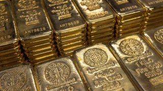 One kilo gold bars are pictured at the plant of gold and silver refiner and bar manufacturer Argor-Heraeus in Mendrisio, Switzerland, July 13, 2022.