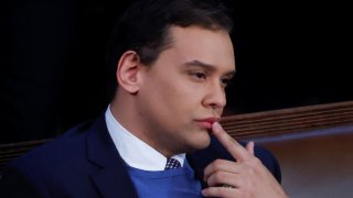 Congressman-elect George Santos (R-NY) sits inside the House Chamber on the first day of the 118th Congress at the U.S. Capitol in Washington, January 3, 2023.