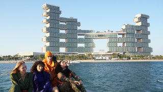 Models pose during the Ivy Park show at Nobu by the Beach during the Grand Reveal Weekend for Atlantis The Royal, Dubai’s new ultra-luxury hotel on January 22, 2023 in Dubai, United Arab Emirates.