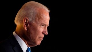 Then-democratic presidential hopeful former US Vice President Joe Biden speaks during the Women’s Leadership Forum Conference on October 17, 2019 in Washington DC.