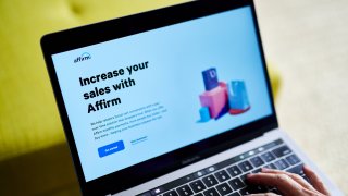 Affirm Holdings Inc. website home screen on a laptop computer in an arranged photograph taken in Little Falls, New Jersey.