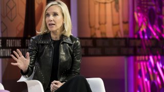 Marne Levine, vice president of global partnerships and business development for Facebook Inc., speaks during the Fortune’s Most Powerful Women Summit in Washington, D.C., U.S., on Wednesday, Oct. 23, 2019.