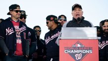 Washington Nationals owner Ted Lerner speaks during a parade to celebrate the Washington Nationals' World Series victory over the Houston Astros on Nov. 2, 2019.