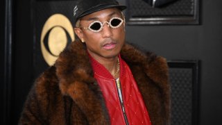 US rapper and producer Pharrell Williams arrives for the 65th Annual Grammy Awards at the Crypto.com Arena in Los Angeles on February 5, 2023.