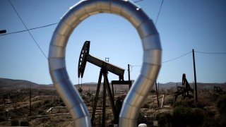 Pump jacks are seen in the Midway Sunset oilfield, California.