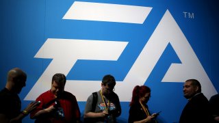 An Electronic Arts (EA) video game logo is seen at the Electronic Entertainment Expo